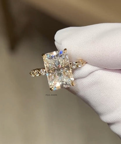 3.00 CT Radiant Cut Moissanite Engegament Ring