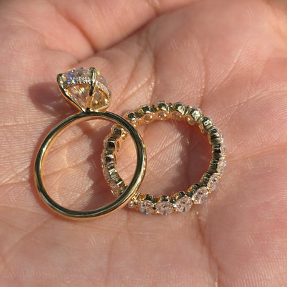 4.00 CT Oval Cut Moissanite Bridal Ring Set Oval Matching Eternity Band Wedding Ring Set Engagement Ring Set