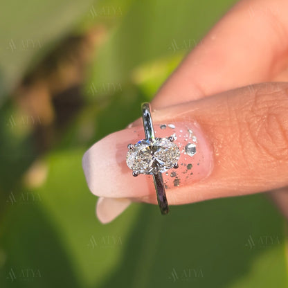 1.25 CT Oval Cut Moissanite Engagement Ring Dainty Ring Minimalist Ring Promise Ring Bridal Ring Set