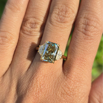 3.5 CT Canary Yellow Radiant Cut Moissanite Engagement Ring