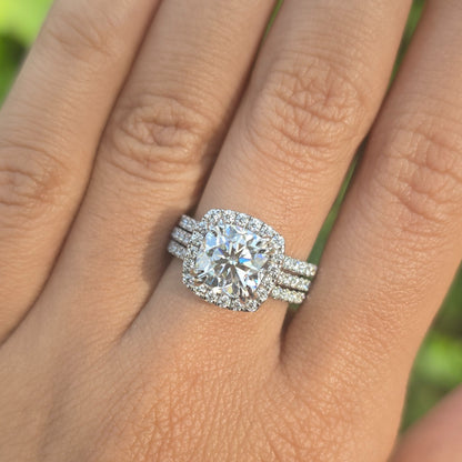 2.00 CT Cushion Cut Moissanite Bridal Ring Set Double Claw Prong Wedding Ring Set For Her Anniversary Ring