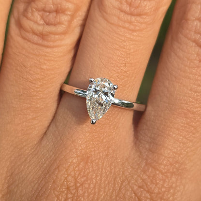 1.25 CT Pear Cut Moissanite Engagement Ring Dainty Ring Daily Wear Ring Gift Ring For Her