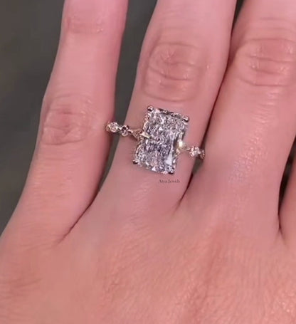 3.50 CT Radiant Cut Moissanite Bridal Wedding Ring Set