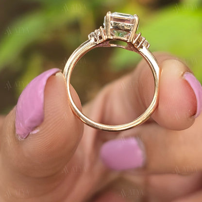 2.50 CT Asscher Cut Moissanite Engagement Ring Cluster Ring Dainty Ring Minimalist Ring
