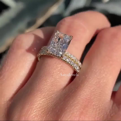 2.50 CT Radiant Cut Moissanite Bridal Wedding Ring Set