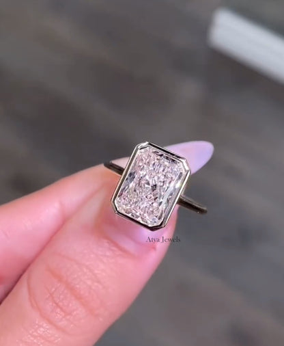 2.50 CT Radiant Cut Moissanite Bridal Wedding Ring Set