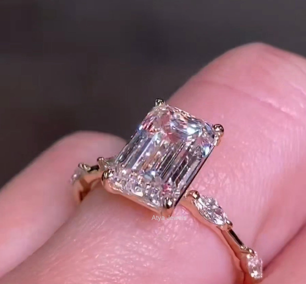 4.00 CT Emerald Cut Moisaanite Engagement  Ring