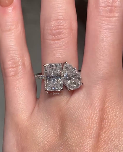 5.50 TCW Radiant And Pear Cut Moissanite Engagement Ring