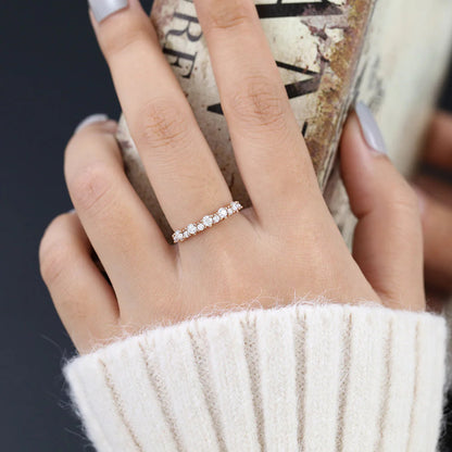 0.70 TCW Round Shaped Moissanite Cluster Wedding Band