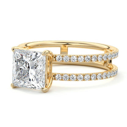 2.50 CT Princess Cut Lab Grown Diamond Engagement Ring Dual Shank Wedding Ring