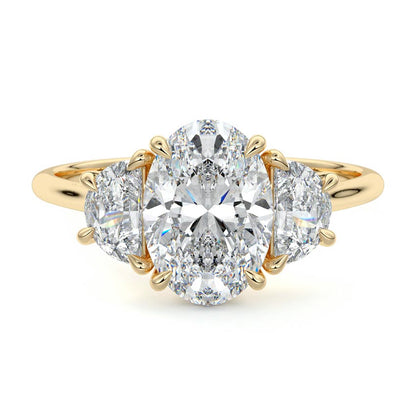 4 CT Oval Cut Three Stone Lab Grown Diamond Engagement Ring