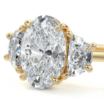 4 CT Oval Cut Three Stone Lab Grown Diamond Engagement Ring
