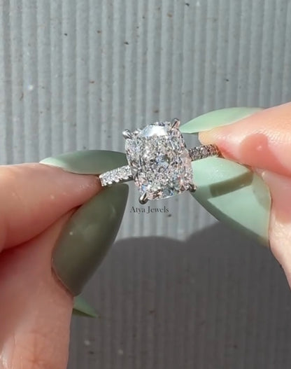 3.50 CT Elongated Cushion Cut Moissanite Engagement Ring