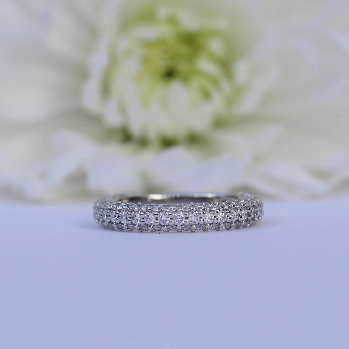 2.00 TCW Round Brilliant Cut 3 Side Pave Diamond Wedding Band