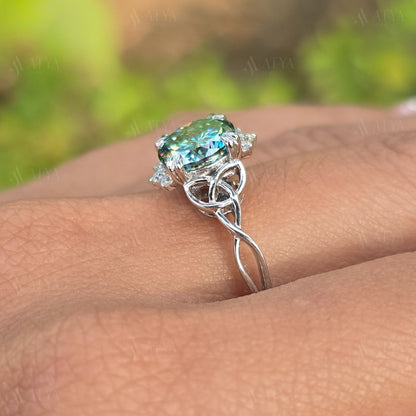 2.00 CT Portuguess Cut Cyne Blue Moissanite Diamond Engagement Ring Unique Diamond Bridal Ring For Her