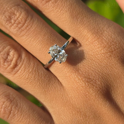 1.25 CT Oval Cut Moissanite Engagement Ring Dainty Ring Minimalist Ring Promise Ring Bridal Ring Set