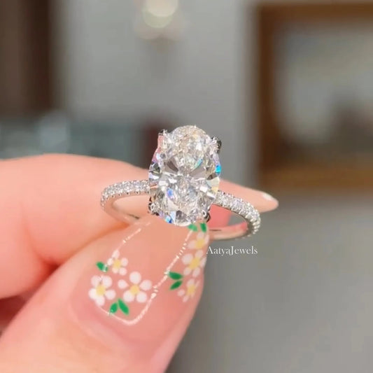 3.00 CT Oval Cut Moissanite Engagement Ring