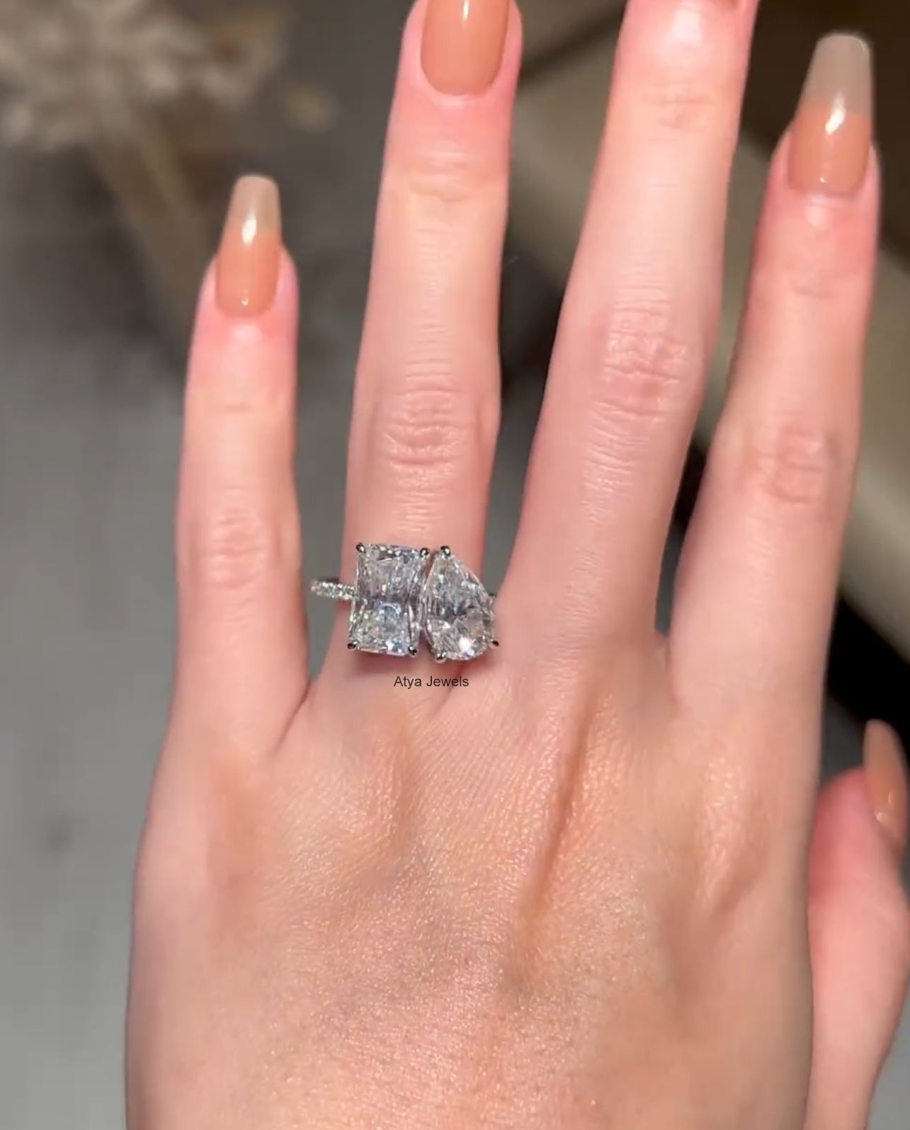 5.50 TCW Radiant And Pear Cut Moissanite Engagement Ring