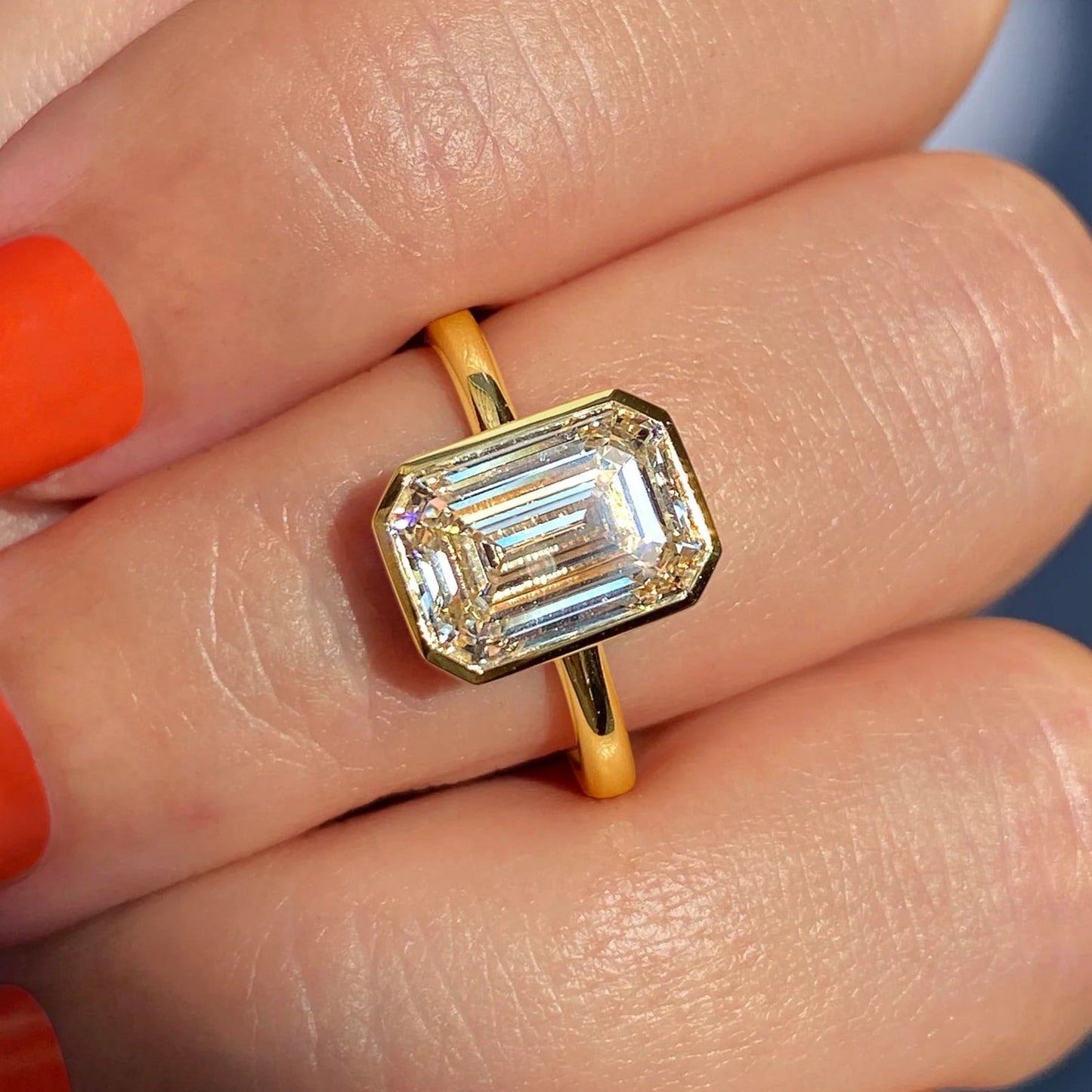 4.00 CT Emerald Cut Moissnaite Engagement Ring