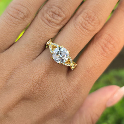 2.00 CT Round Cut Vintage Moissanite Engagement Ring Victorian Style Wedding Ring For Her Promise Ring