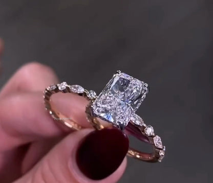 3.50 CT Radiant Cut Moissanite Bridal Wedding Ring Set