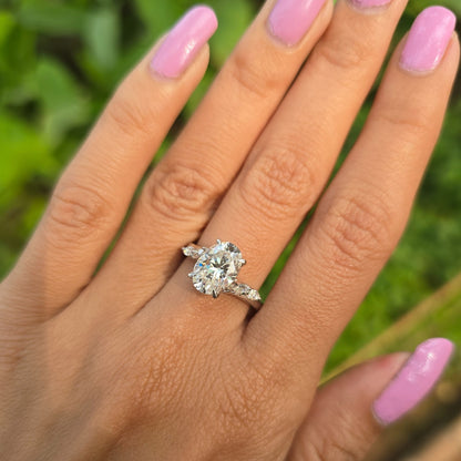 2.50 CT Unique Oval Cut Solitaire Side Marquise Moissanite Engagement Ring Gift For Her Oval Cut Wedding Ring Anniversary Ring