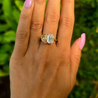 5.00 TCW Pear & Emerald Cut Toi Et Moi Moissanite Engagement Ring Toi Et Moi Promise Ring For Her