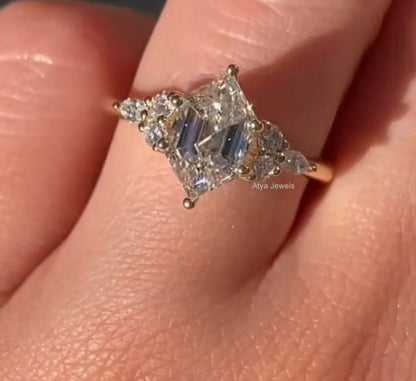 1.50 CT Hexagon Cut Moissanite Engagement Ring