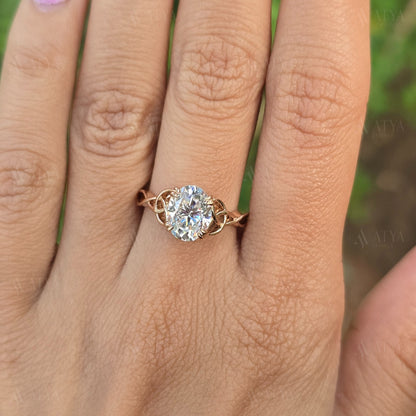 Unique 2.50 CT Oval Cut Moissanite Diamond Engagement Ring Side Nature Inspired Solitaire Ring Promise Ring