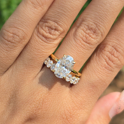 4.00 CT Oval Cut Moissanite Bridal Ring Set Oval Matching Eternity Band Wedding Ring Set Engagement Ring Set