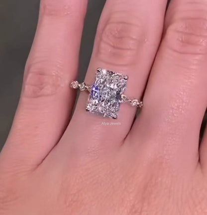 3.50 CT Radiant Cut Moissanite Bridal Wedding Ring Set