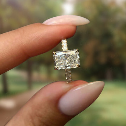 2.00 CT Radiant Cut Hidden Halo Lab-Grown Diamond Ring