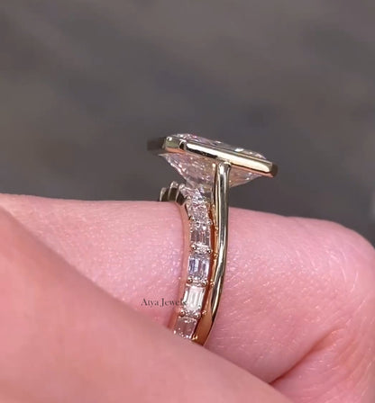 2.50 CT Radiant Cut Moissanite Bridal Wedding Ring Set