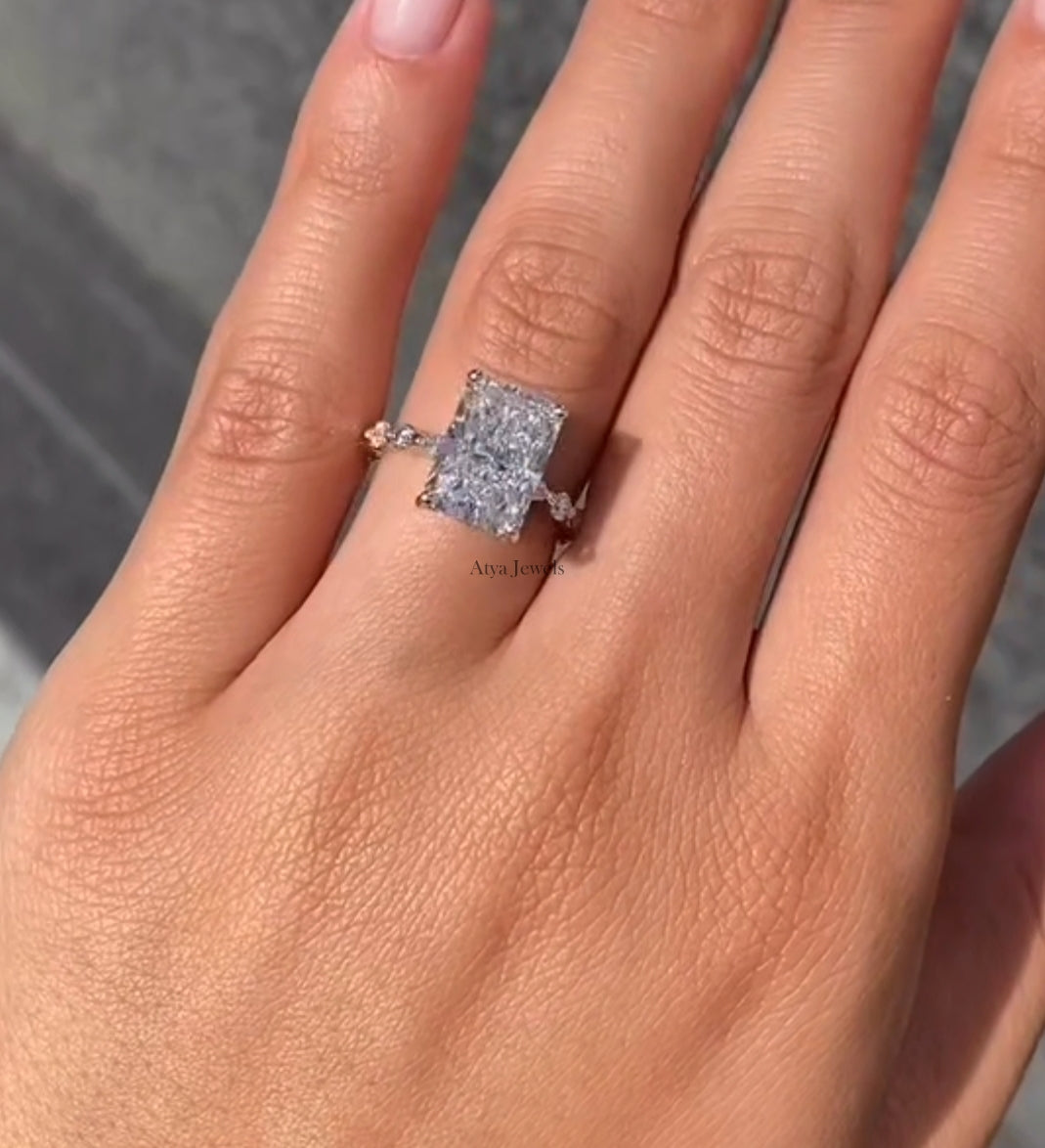 3.00 CT Radiant Cut Moissanite Engagement Ring