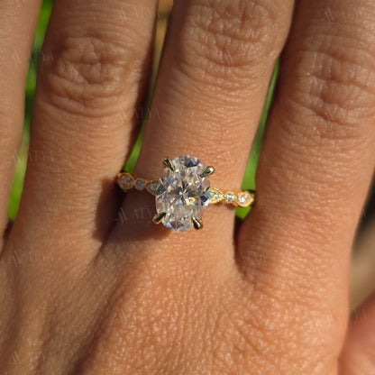 Unique 2.00 CT Oval Cut Art Deco Moissanite Engagement Ring Vintage Ring Celebrity Ring Proposal Ring