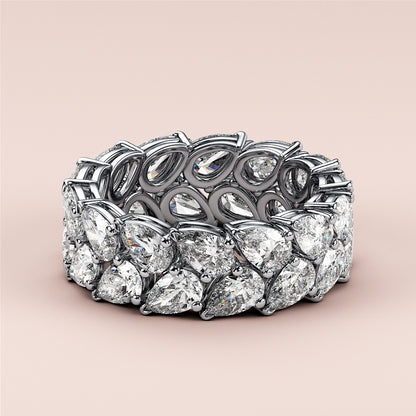 12 TCW Pear Cut Lab Grown Diamond 10k 14k 18k Gold Wedding Band Gift For Her