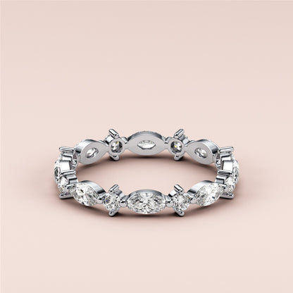 Marquise & Round Cut Lab Grown Diamond Band Anniversary Gift For Women