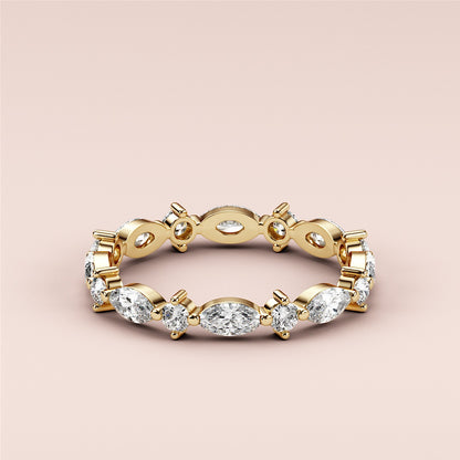 Marquise & Round Cut Lab Grown Diamond Band Anniversary Gift For Women