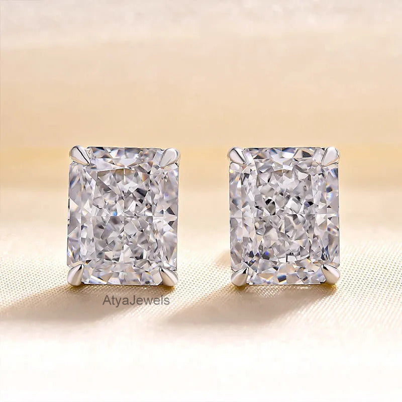 Classic Radiant Cut Moissanite Studes Earring Gift For Her