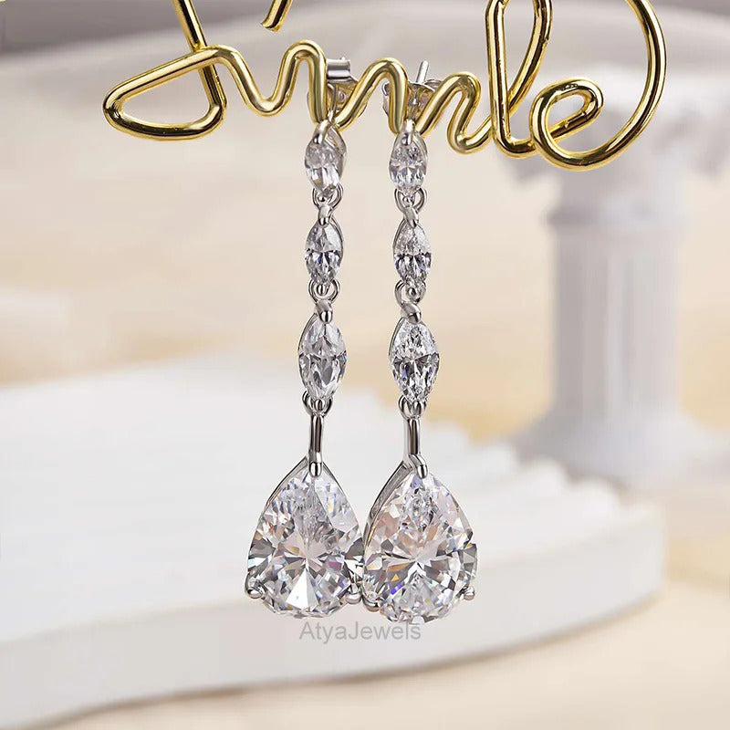 5.50 TCW Pear Cut Moissanite Vinatge Earring Gift For Her