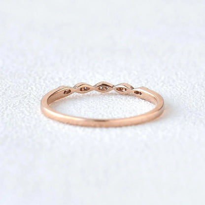 0.10 TCW Round Brilliant Cut Half Eternity Thine Vintage Wedding Band