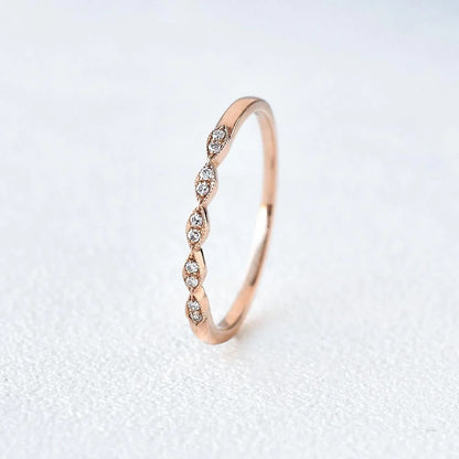 0.10 TCW Round Brilliant Cut Half Eternity Thine Vintage Wedding Band