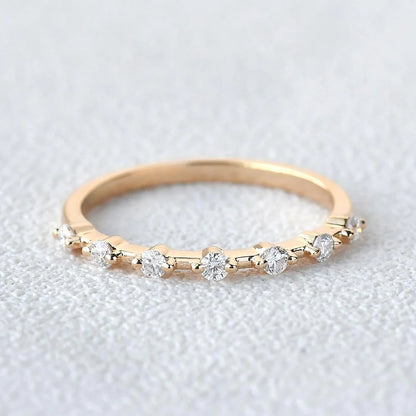 0.10 TCW  Round Brilliant Cut Two Prong Perfect Wedding Band