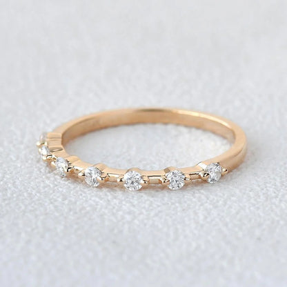 0.10 TCW  Round Brilliant Cut Two Prong Perfect Wedding Band