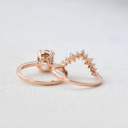 2.50 CT Oval Cut Solitaire Moissanite Double Claw Bridal Wedding Ring Set