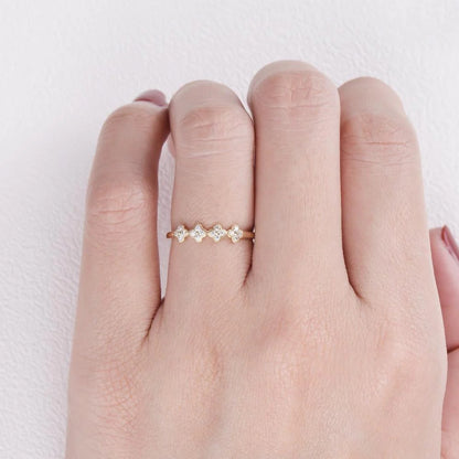 0.20 TCW  Round Brilliant Cut Moissanite Unique Wedding Band