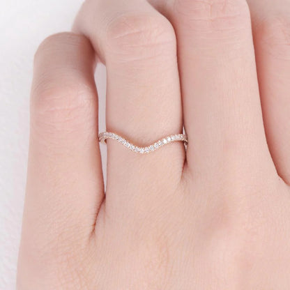 0.25 TCW Round Brilliant Cut Curved Stacking Wedding Band