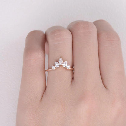 1.40 TCW Marquise And Pear Cut Cluster Moissanite Wedding Band