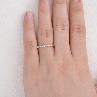 0.10 TCW  Round Brilliant Cut Two Prong Perfect Wedding Band