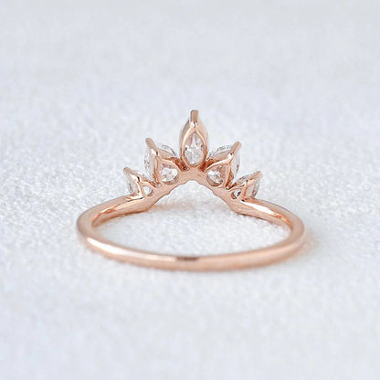 1.40 TCW Marquise And Pear Cut Cluster Moissanite Wedding Band